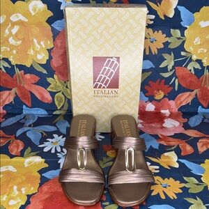 Italian Shoemakers Bronze Slide Sandals Made in Italy
